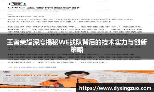 王者荣耀深度揭秘WE战队背后的技术实力与创新策略